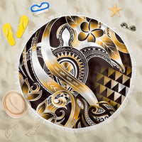 Aloha Gold Tribal Honu Tattoo Beach Blanket