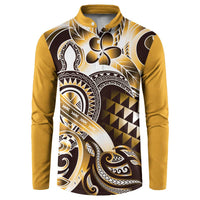 Aloha Gold Tribal Honu Tattoo Button Sweatshirt LT9 Gold - Polynesian Pride