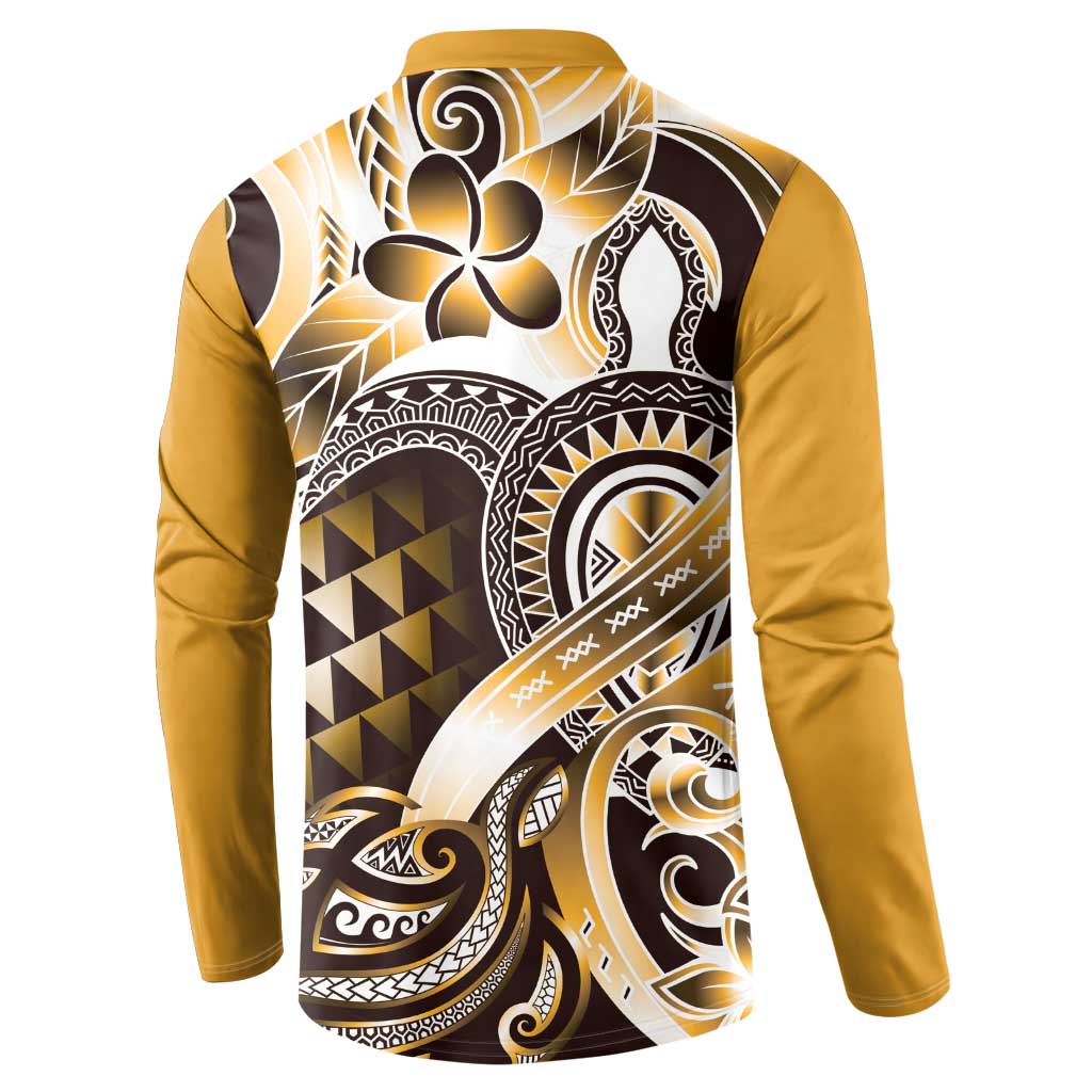 Aloha Gold Tribal Honu Tattoo Button Sweatshirt LT9 - Polynesian Pride