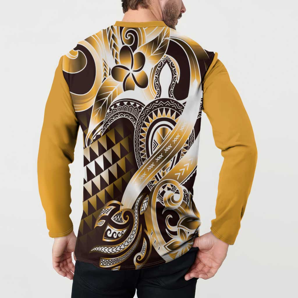 Aloha Gold Tribal Honu Tattoo Button Sweatshirt LT9 - Polynesian Pride