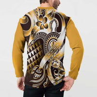 Aloha Gold Tribal Honu Tattoo Button Sweatshirt LT9 - Polynesian Pride