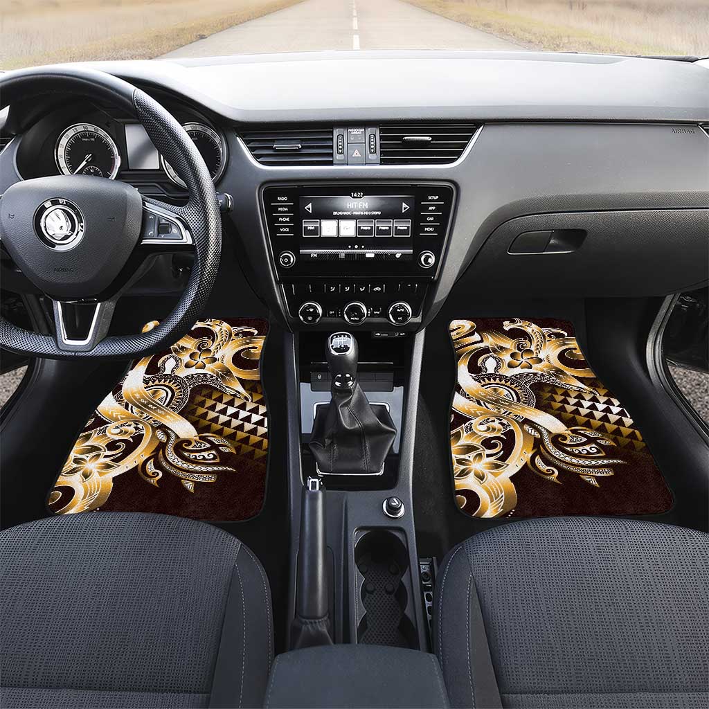 Aloha Gold Tribal Honu Tattoo Car Mats LT9 Set 2pcs - Front Gold - Polynesian Pride