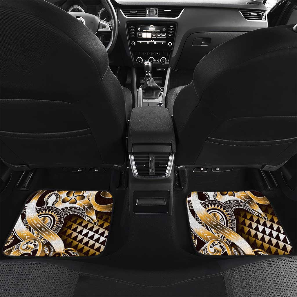 Aloha Gold Tribal Honu Tattoo Car Mats LT9 Set 2pcs - Back Gold - Polynesian Pride