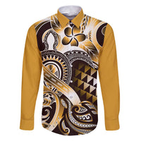 Aloha Gold Tribal Honu Tattoo Family Matching Puletasi and Hawaiian Shirt