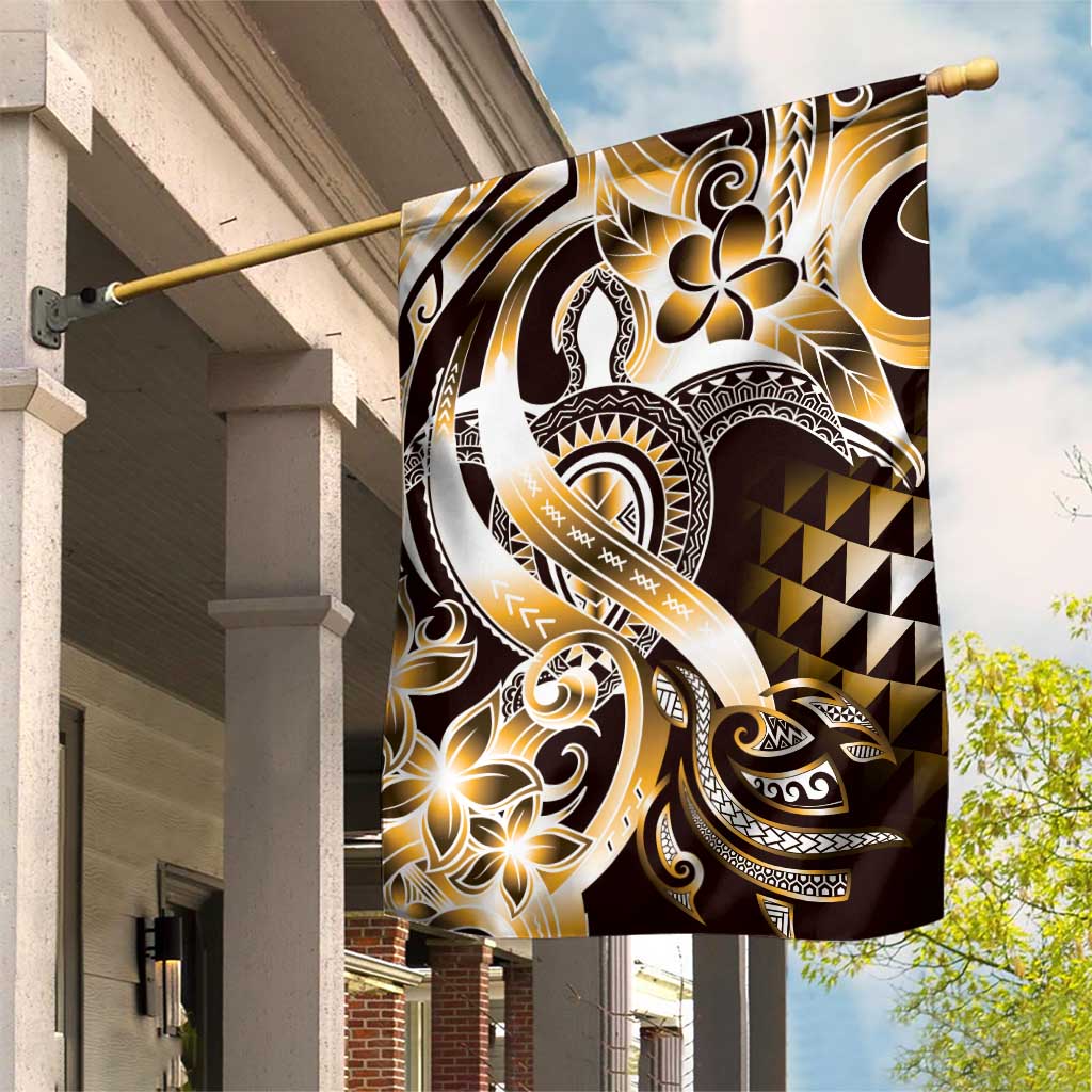 Aloha Gold Tribal Honu Tattoo Garden Flag LT9 House Flag Gold - Polynesian Pride