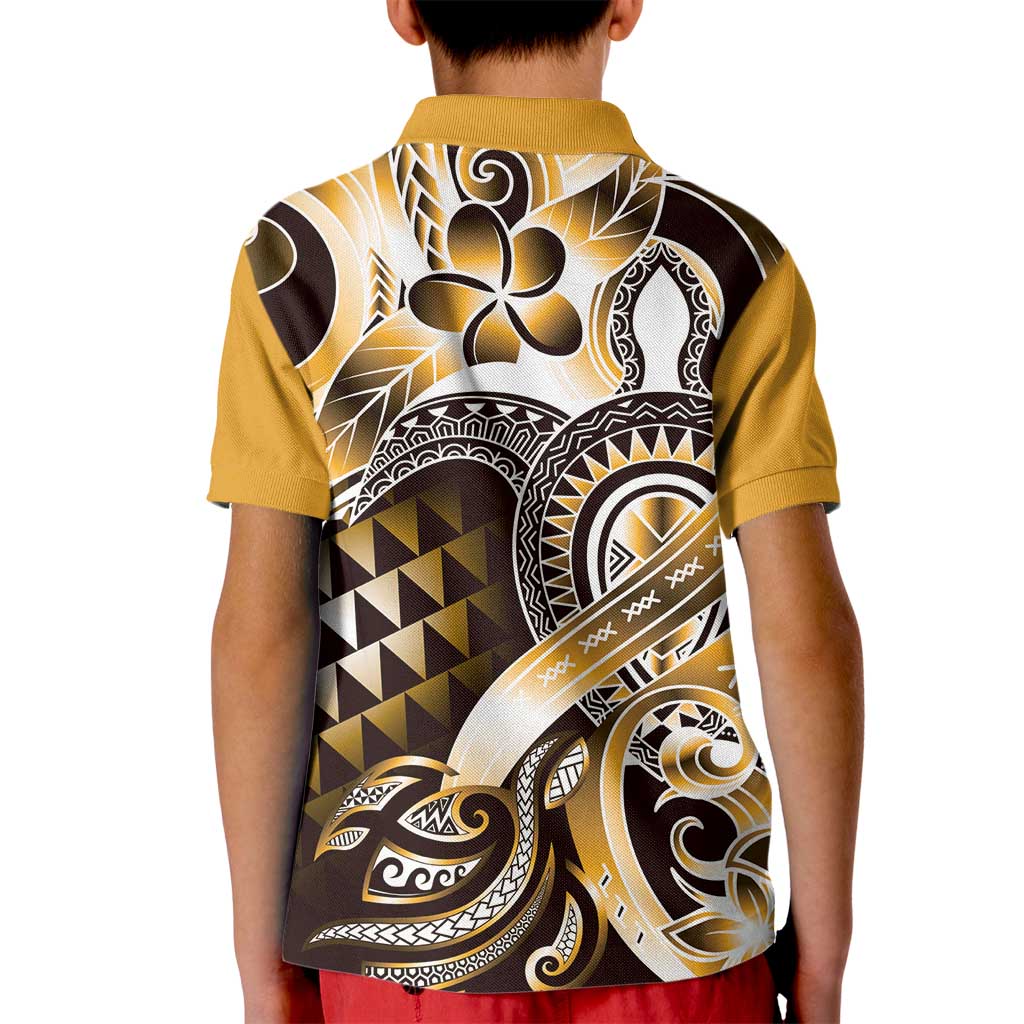 Aloha Gold Tribal Honu Tattoo Kid Polo Shirt LT9 - Polynesian Pride