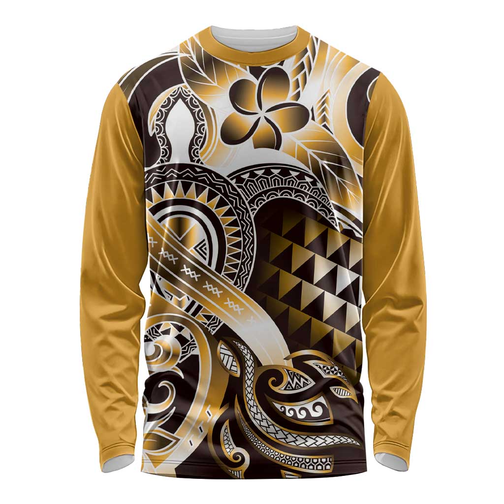 Aloha Gold Tribal Honu Tattoo Long Sleeve Shirt