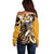 Aloha Gold Tribal Honu Tattoo Off Shoulder Sweater