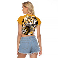 Aloha Gold Tribal Honu Tattoo Raglan Cropped T Shirt LT9 - Polynesian Pride