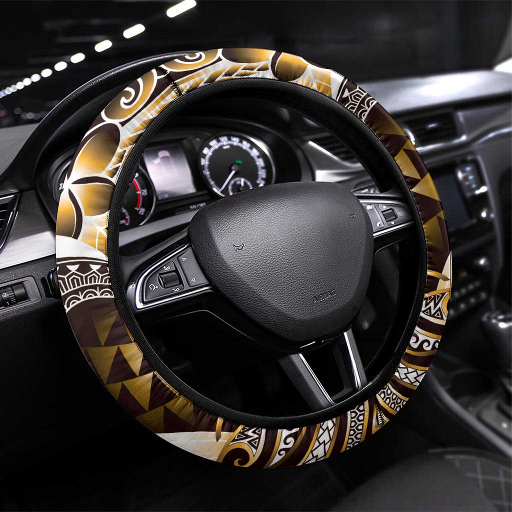 Aloha Gold Tribal Honu Tattoo Steering Wheel Cover