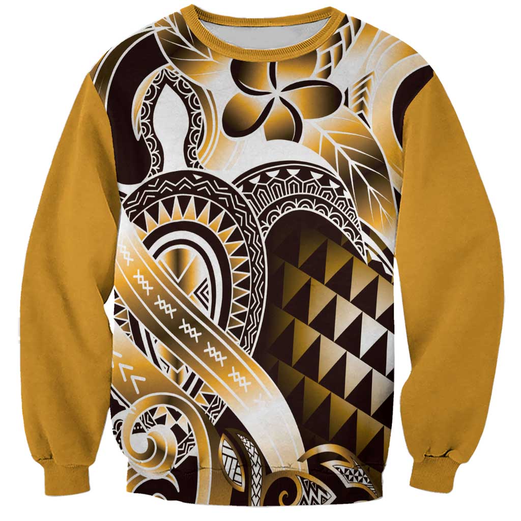 Aloha Gold Tribal Honu Tattoo Sweatshirt LT9 Unisex Gold - Polynesian Pride