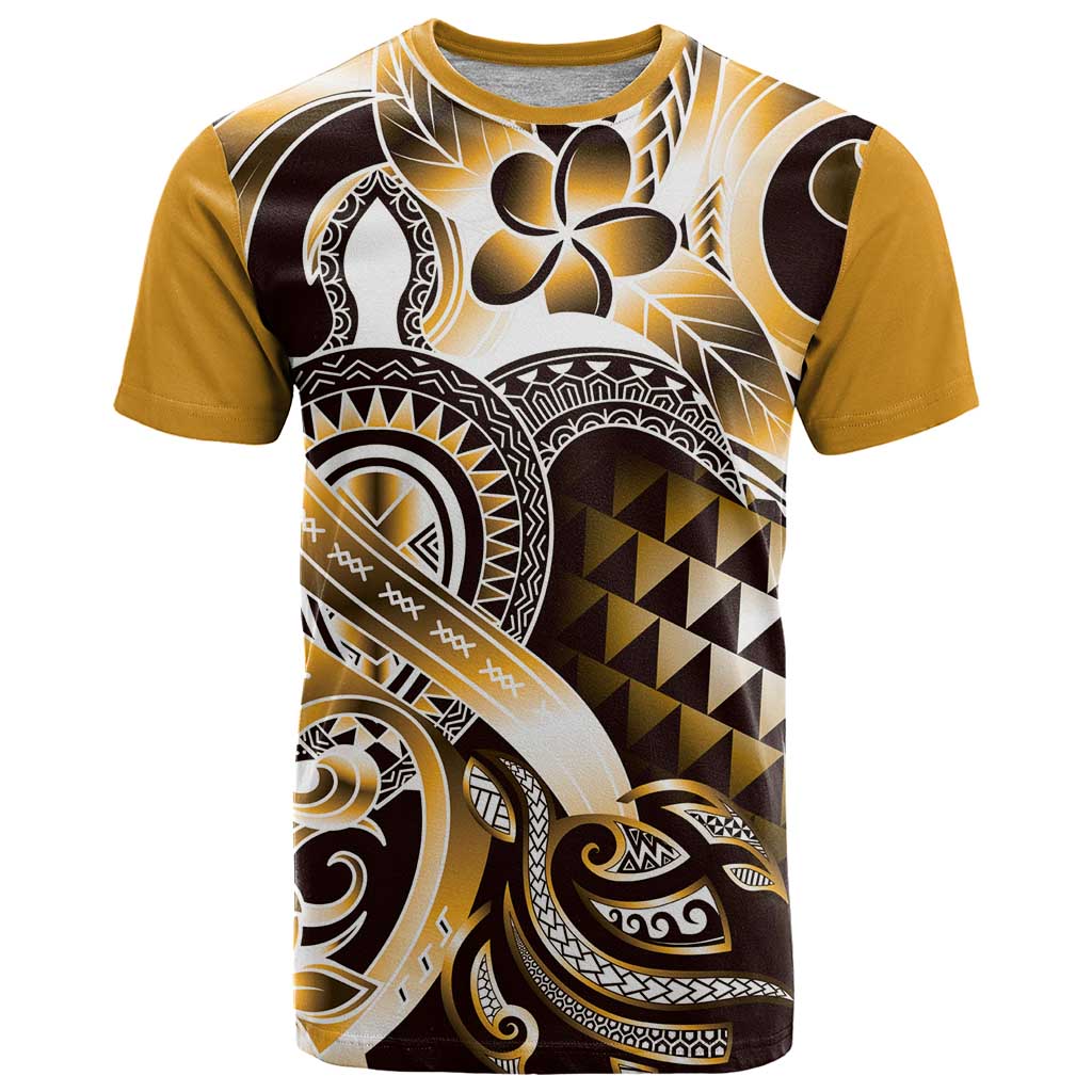 Aloha Gold Tribal Honu Tattoo T Shirt LT9 Gold - Polynesian Pride