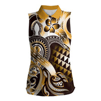 Aloha Gold Tribal Honu Tattoo Women Sleeveless Polo Shirt LT9 Female Gold - Polynesian Pride