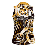 Aloha Gold Tribal Honu Tattoo Women Sleeveless Polo Shirt LT9 - Polynesian Pride