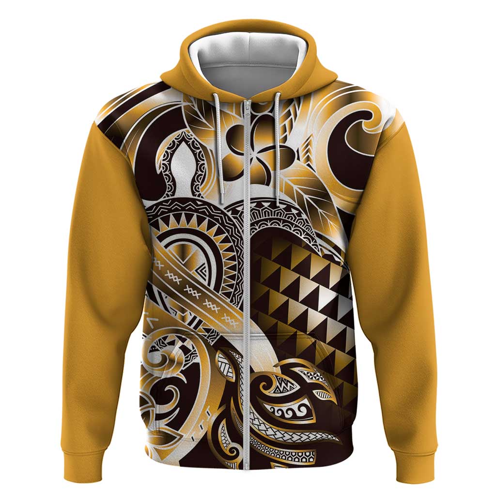 Aloha Gold Tribal Honu Tattoo Zip Hoodie