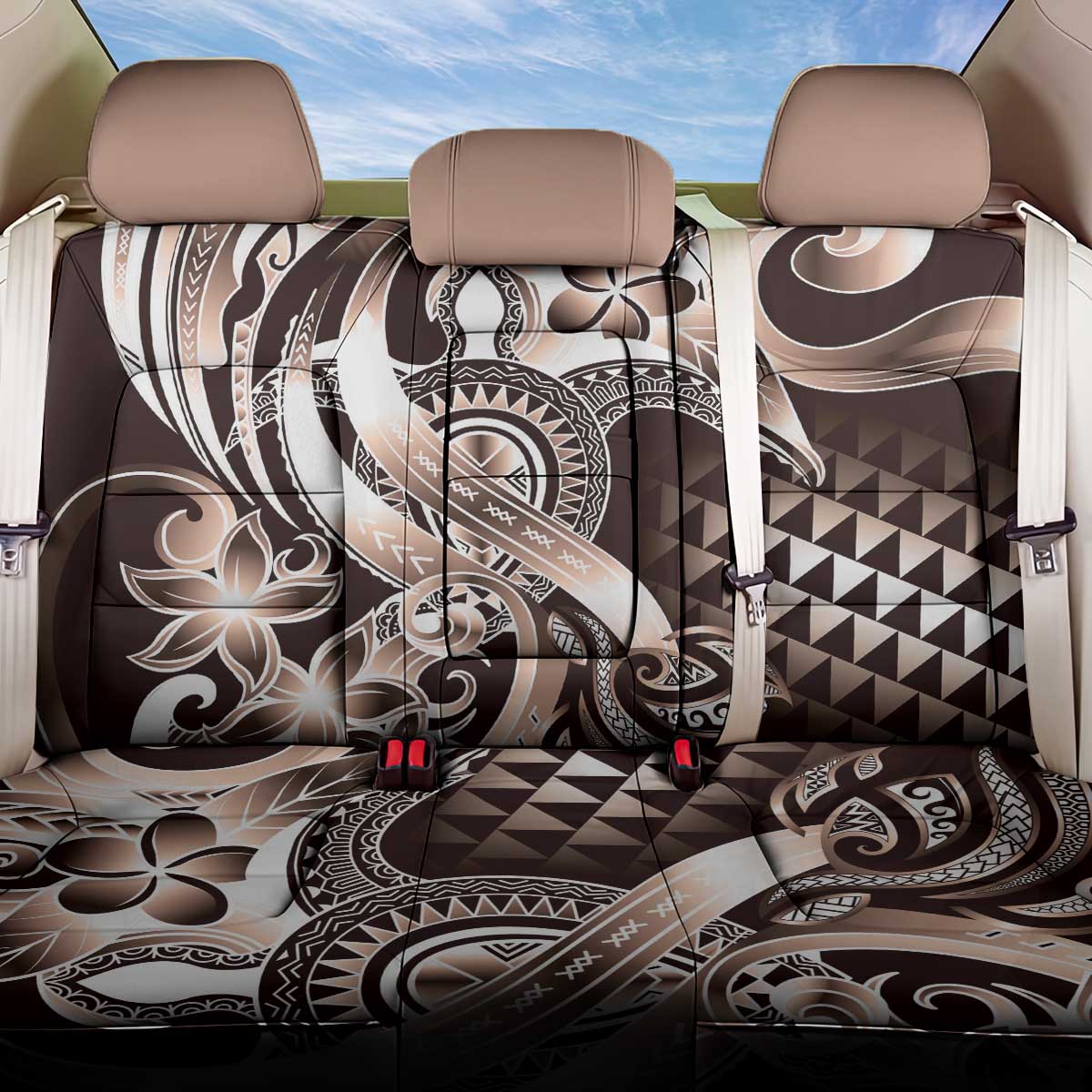 Aloha Mocha Mousse Tribal Honu Tattoo Back Car Seat Cover