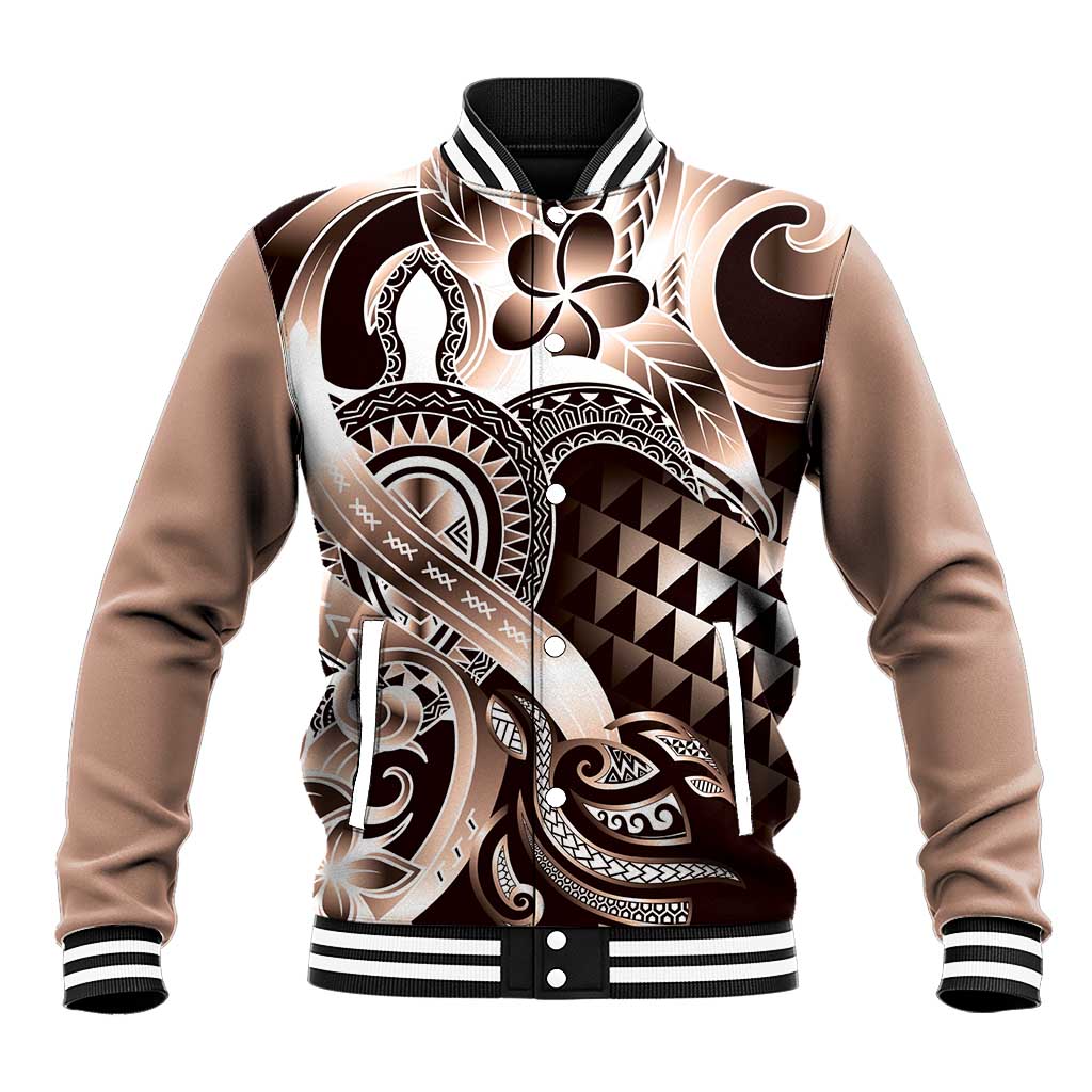 Aloha Mocha Mousse Tribal Honu Tattoo Baseball Jacket LT9 Unisex Mocha Mousse - Polynesian Pride