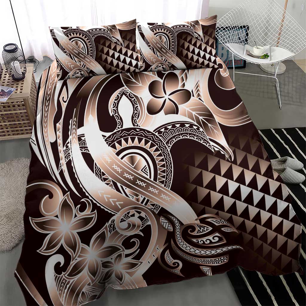 Aloha Mocha Mousse Tribal Honu Tattoo Bedding Set