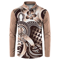 Aloha Mocha Mousse Tribal Honu Tattoo Button Sweatshirt LT9 Mocha Mousse - Polynesian Pride