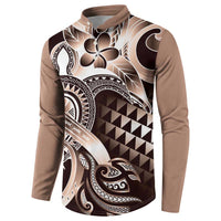 Aloha Mocha Mousse Tribal Honu Tattoo Button Sweatshirt LT9 - Polynesian Pride