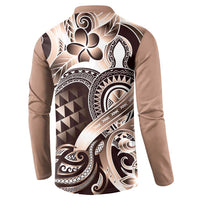 Aloha Mocha Mousse Tribal Honu Tattoo Button Sweatshirt LT9 - Polynesian Pride