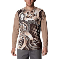 Aloha Mocha Mousse Tribal Honu Tattoo Button Sweatshirt LT9 - Polynesian Pride
