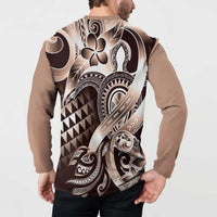 Aloha Mocha Mousse Tribal Honu Tattoo Button Sweatshirt LT9 - Polynesian Pride