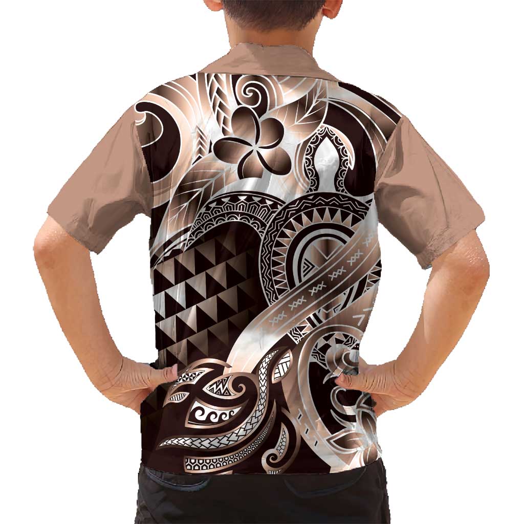Aloha Mocha Mousse Tribal Honu Tattoo Family Matching Puletasi and Hawaiian Shirt LT9 - Polynesian Pride
