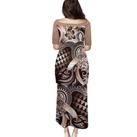 Aloha Mocha Mousse Tribal Honu Tattoo Family Matching Puletasi and Hawaiian Shirt LT9 - Polynesian Pride