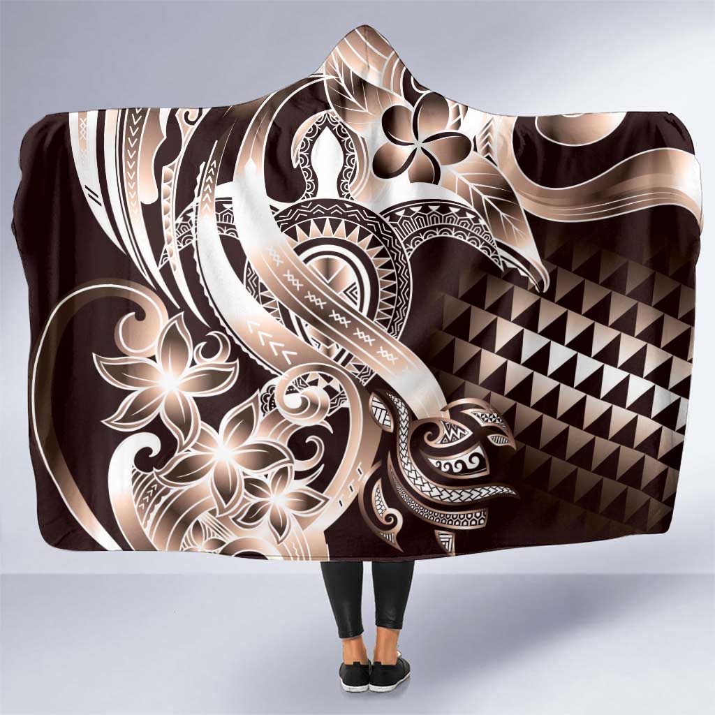 Aloha Mocha Mousse Tribal Honu Tattoo Hooded Blanket