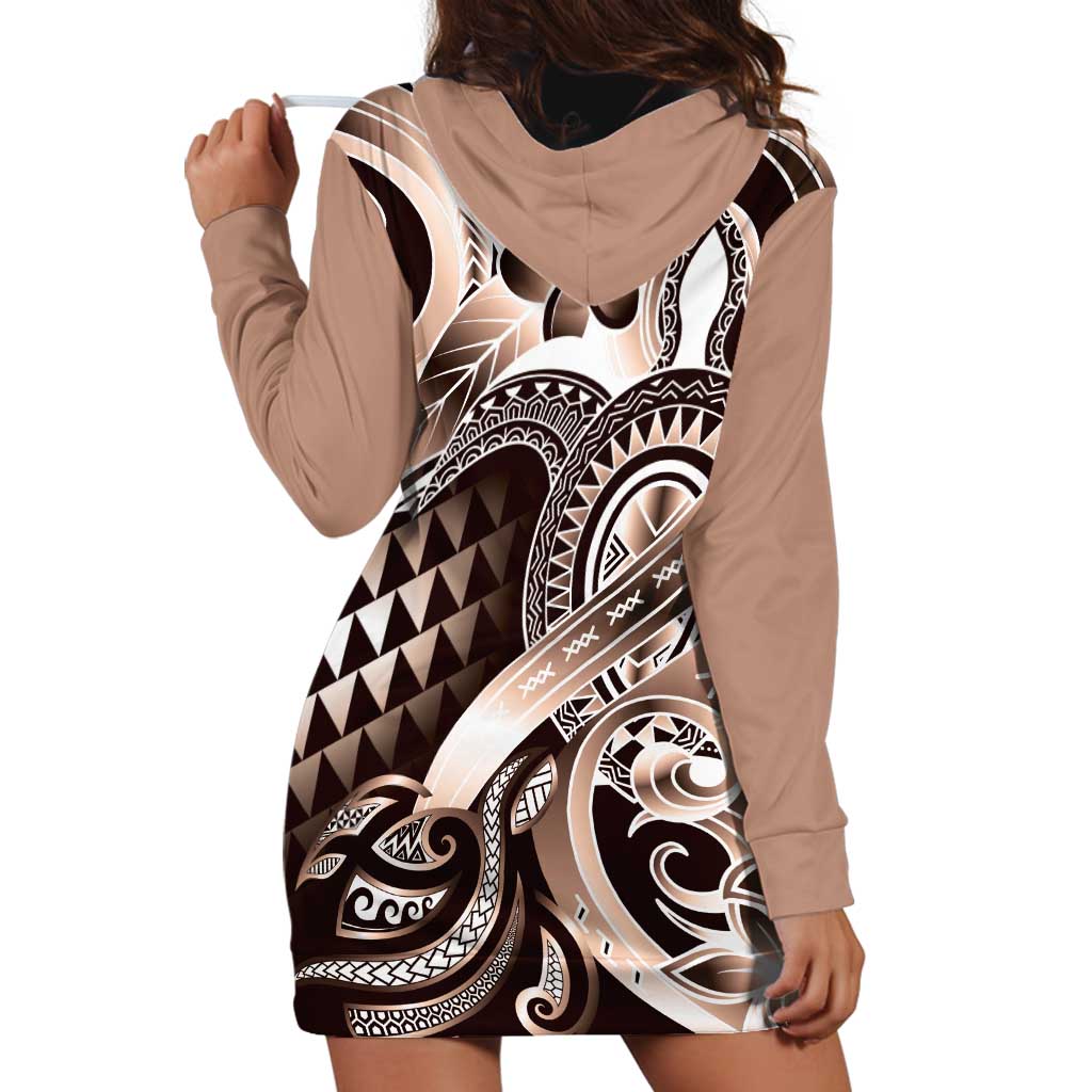 Aloha Mocha Mousse Tribal Honu Tattoo Hoodie Dress