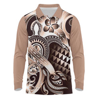 Aloha Mocha Mousse Tribal Honu Tattoo Long Sleeve Polo Shirt LT9 Mocha Mousse - Polynesian Pride