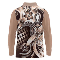 Aloha Mocha Mousse Tribal Honu Tattoo Long Sleeve Polo Shirt LT9 - Polynesian Pride