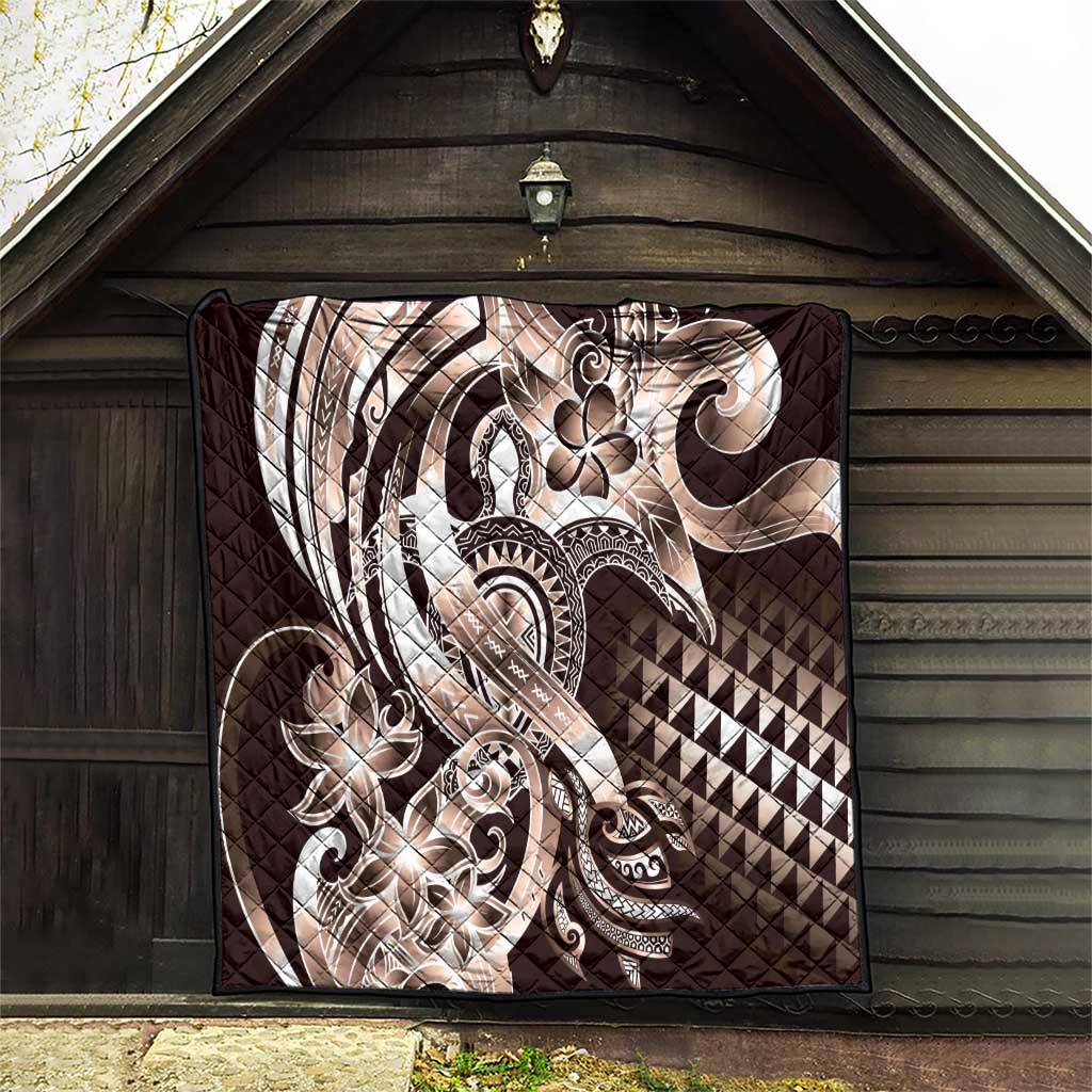 Aloha Mocha Mousse Tribal Honu Tattoo Quilt