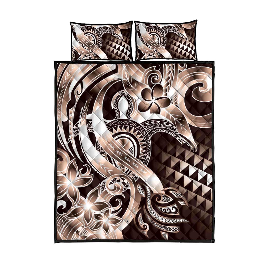 Aloha Mocha Mousse Tribal Honu Tattoo Quilt Bed Set