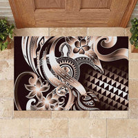 Aloha Mocha Mousse Tribal Honu Tattoo Rubber Doormat