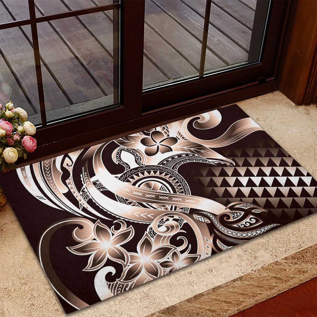 Aloha Mocha Mousse Tribal Honu Tattoo Rubber Doormat