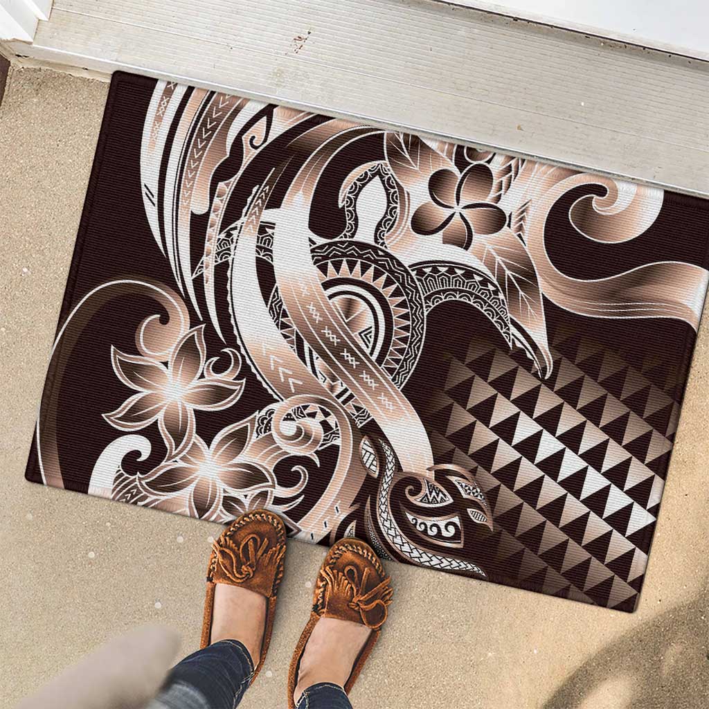 Aloha Mocha Mousse Tribal Honu Tattoo Rubber Doormat