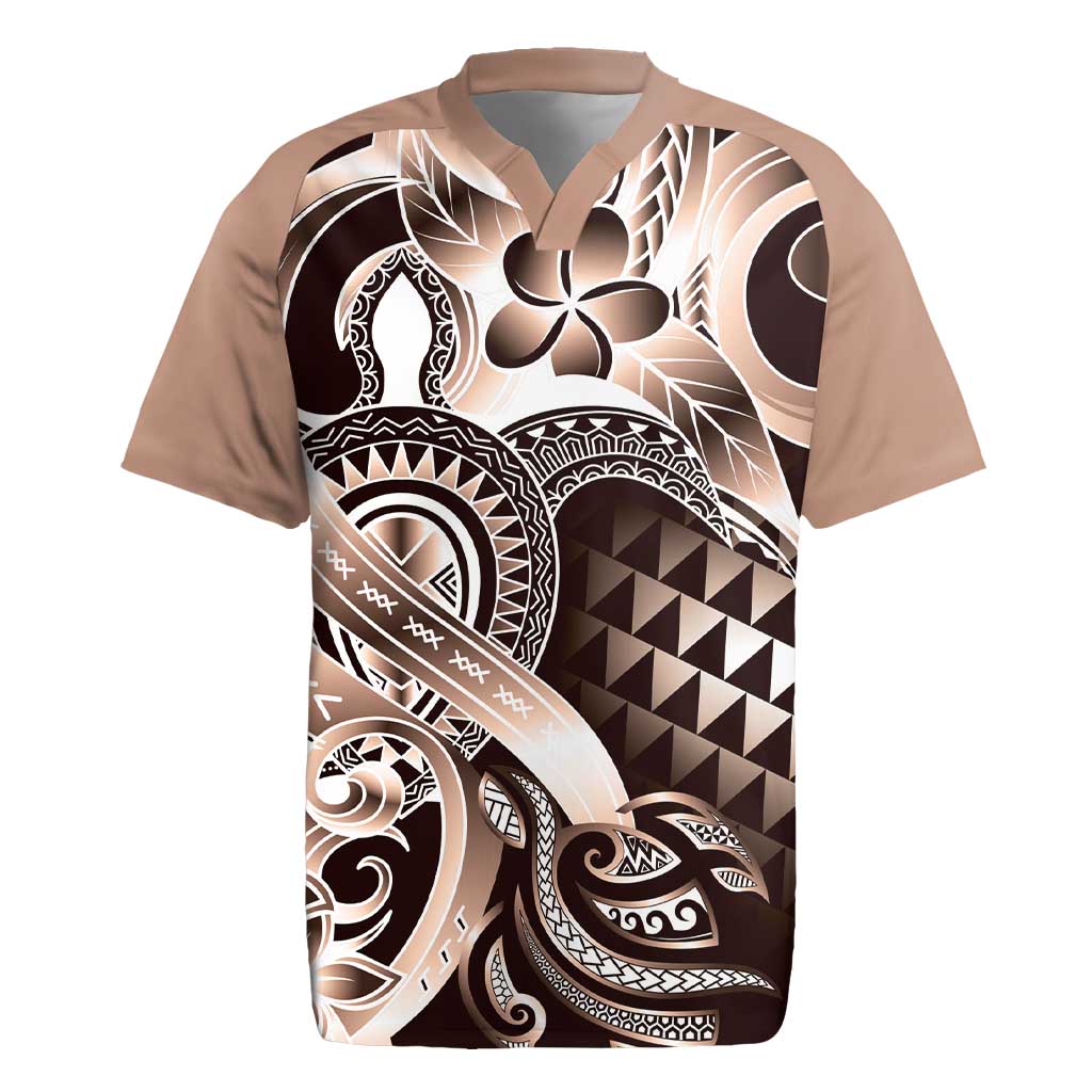 Aloha Mocha Mousse Tribal Honu Tattoo Rugby Jersey LT9 Mocha Mousse - Polynesian Pride