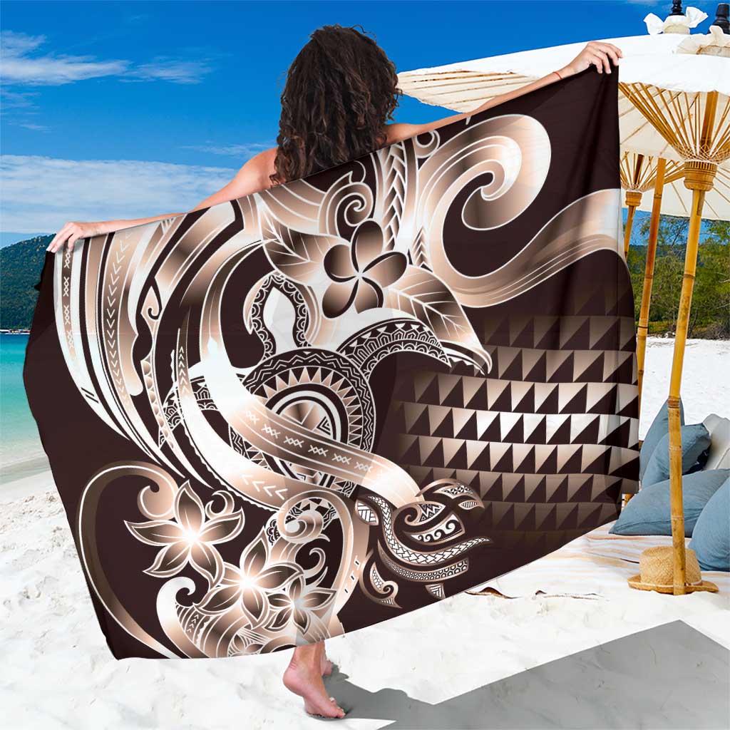 Aloha Mocha Mousse Tribal Honu Tattoo Sarong