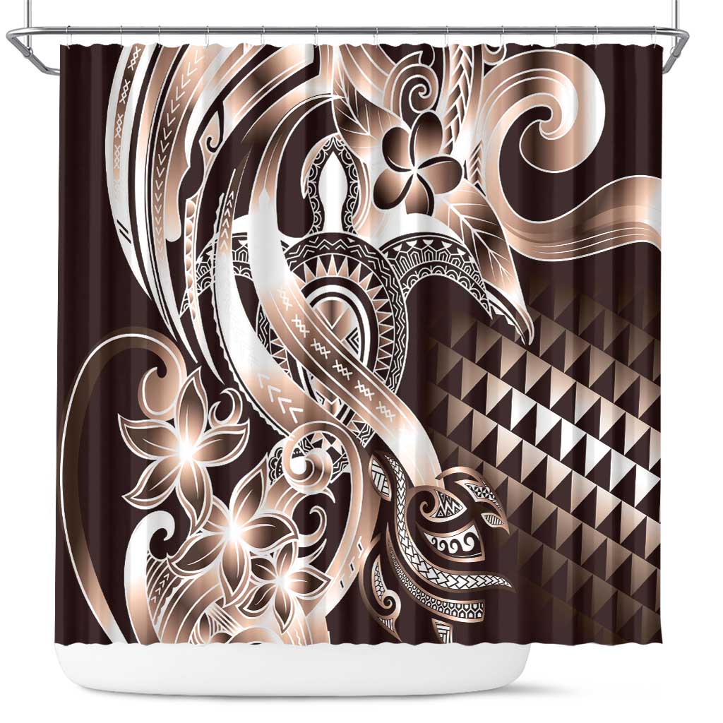 Aloha Mocha Mousse Tribal Honu Tattoo Shower Curtain