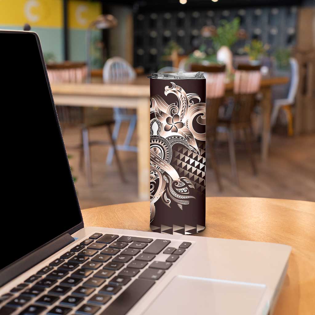 Aloha Mocha Mousse Tribal Honu Tattoo Skinny Tumbler