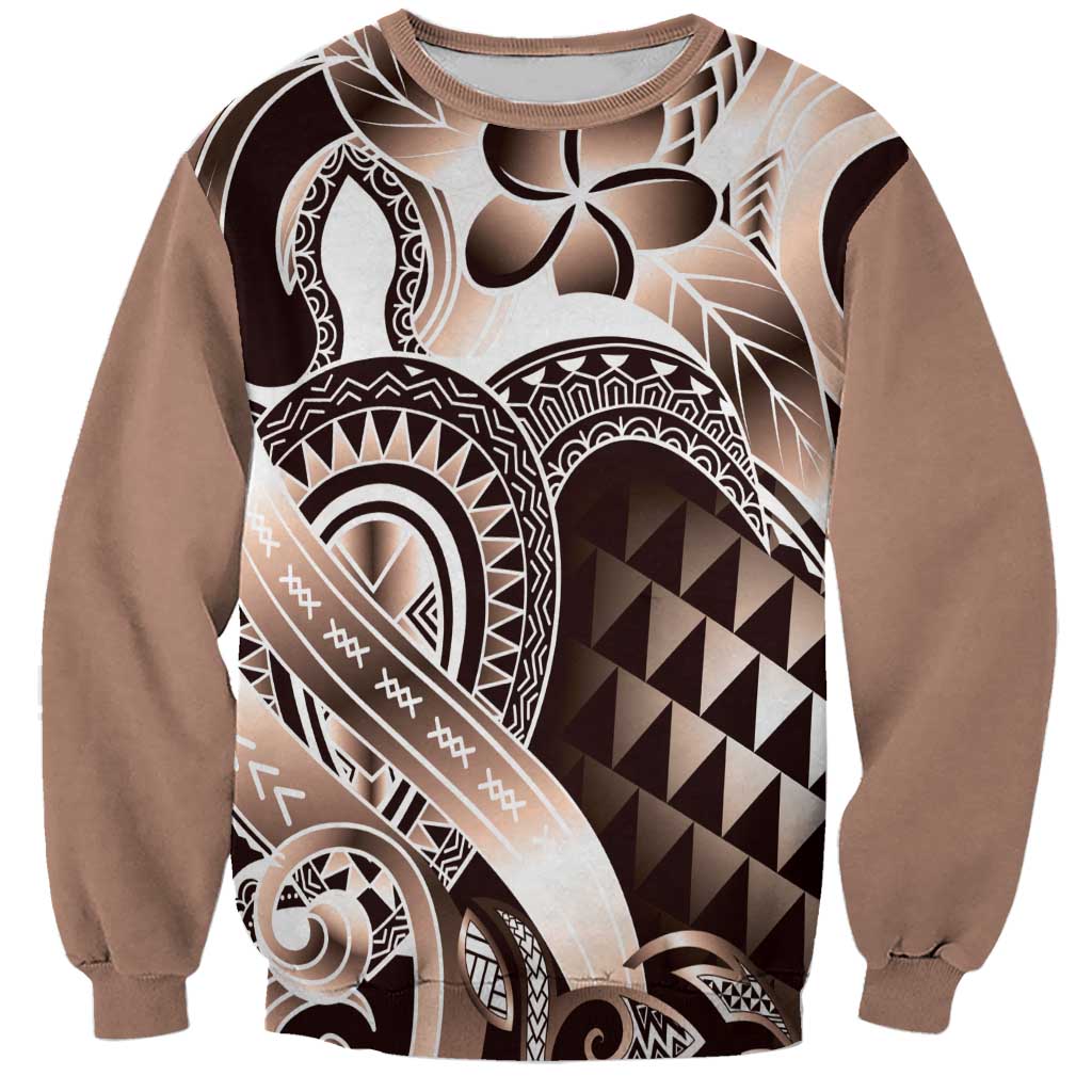 Aloha Mocha Mousse Tribal Honu Tattoo Sweatshirt LT9 Unisex Mocha Mousse - Polynesian Pride