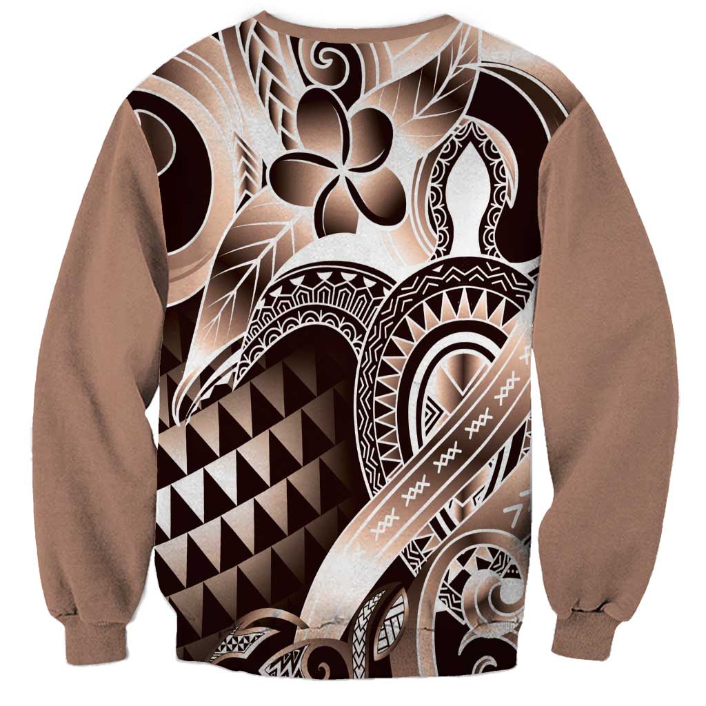 Aloha Mocha Mousse Tribal Honu Tattoo Sweatshirt LT9 - Polynesian Pride