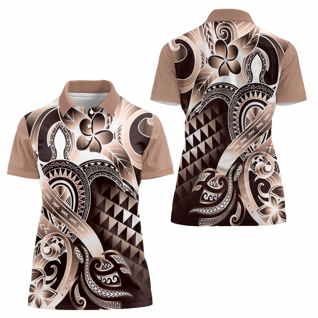Aloha Mocha Mousse Tribal Honu Tattoo Women Polo Shirt