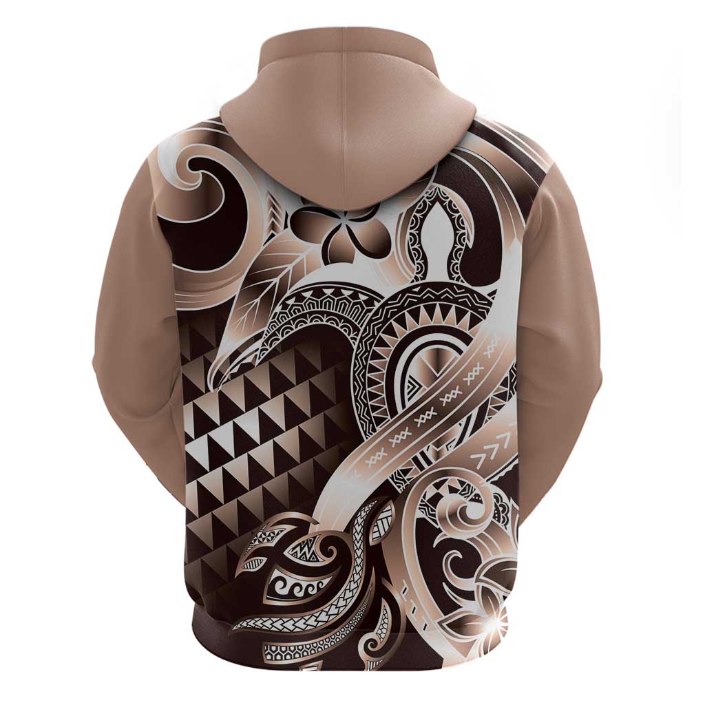 Aloha Mocha Mousse Tribal Honu Tattoo Zip Hoodie