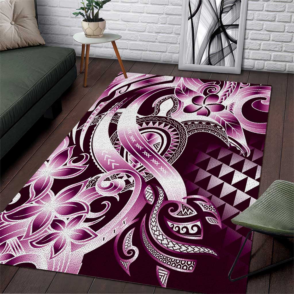 Aloha Pink Tribal Honu Tattoo Area Rug