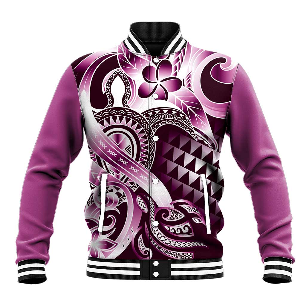 Aloha Pink Tribal Honu Tattoo Baseball Jacket LT9 Unisex Pink - Polynesian Pride