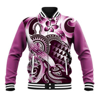 Aloha Pink Tribal Honu Tattoo Baseball Jacket LT9 Unisex Pink - Polynesian Pride