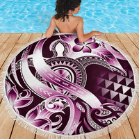 Aloha Pink Tribal Honu Tattoo Beach Blanket